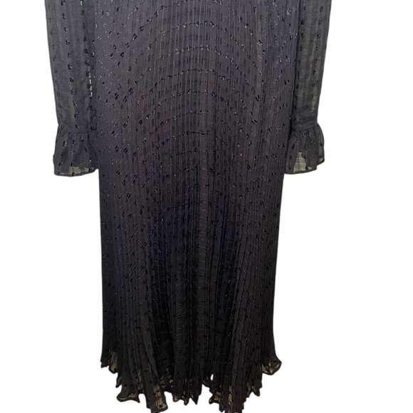 Mac Duggal Black Ruffle High Neck Long Sleeve Midi Dress Size 14 NWT - Picture 5 of 6